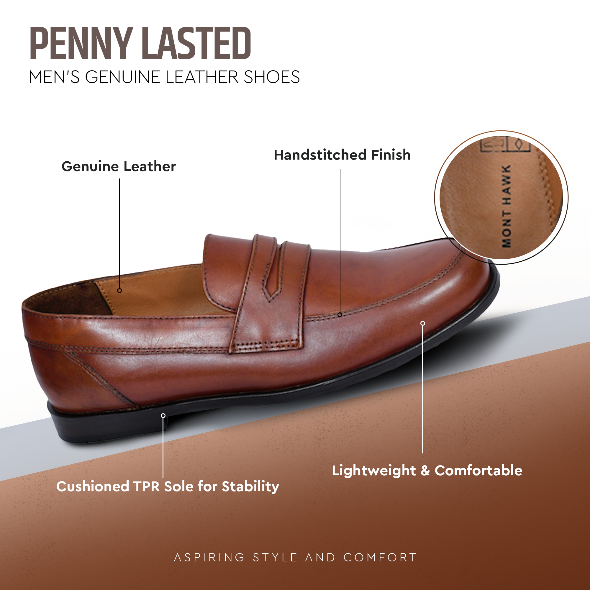 Mont Hawk Men’s Leather Slip-On Loafers tan