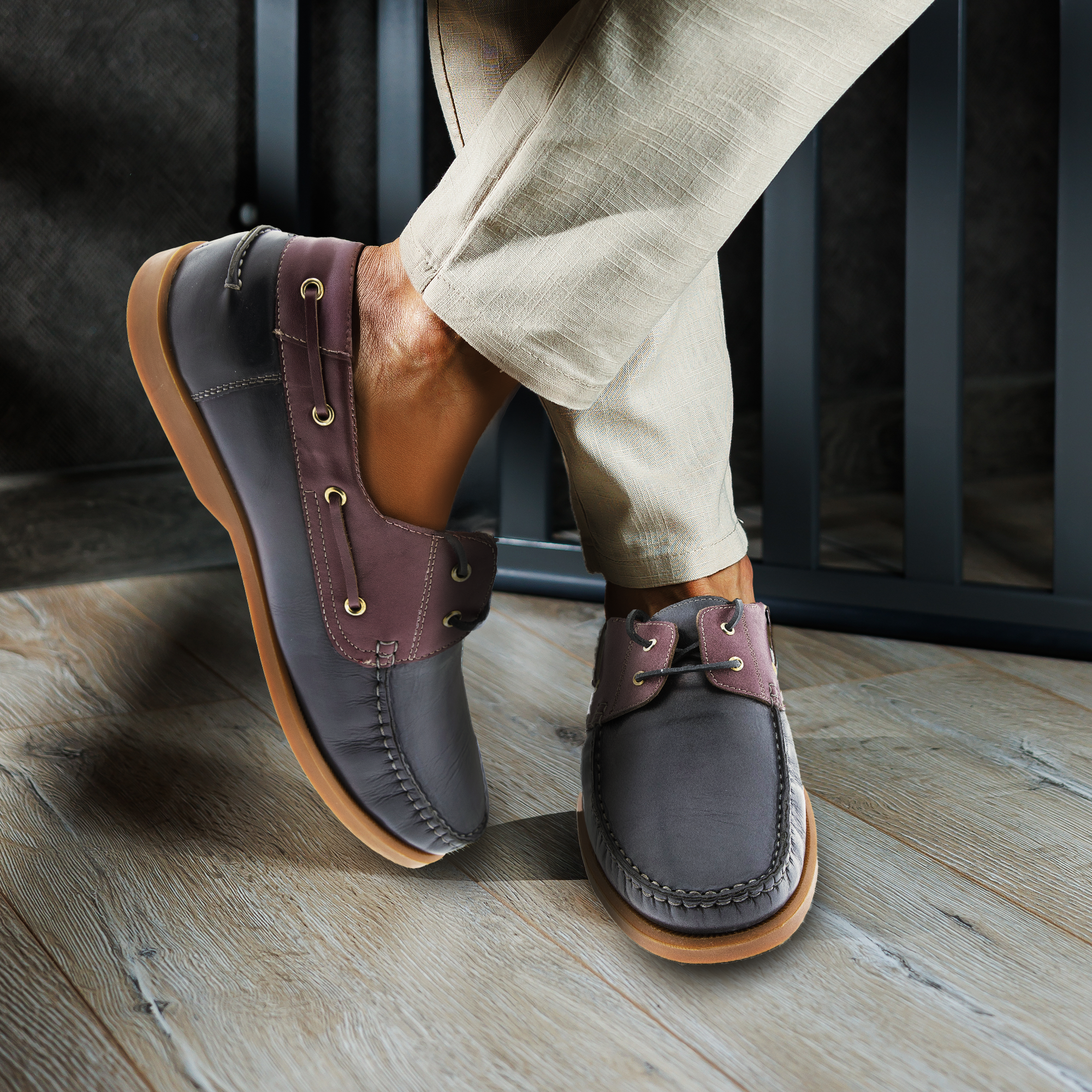 Mont Hawk Men’s Dual Color Leather Lace-Up Shoes – Premium Leather Finish with Comfort Cushion & Durable Sole