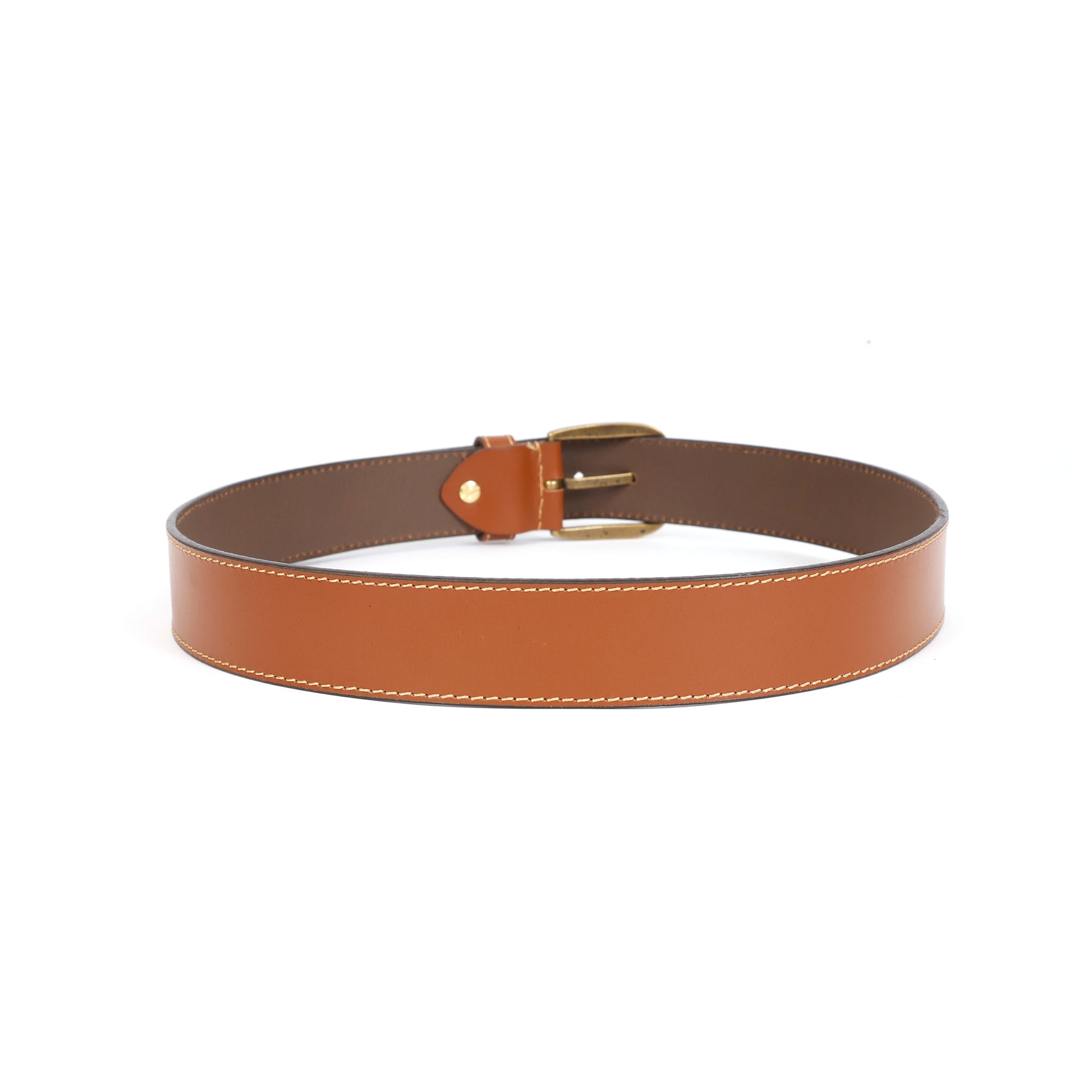 Genuine Leather Casual Belt for Men with Brass Buckle