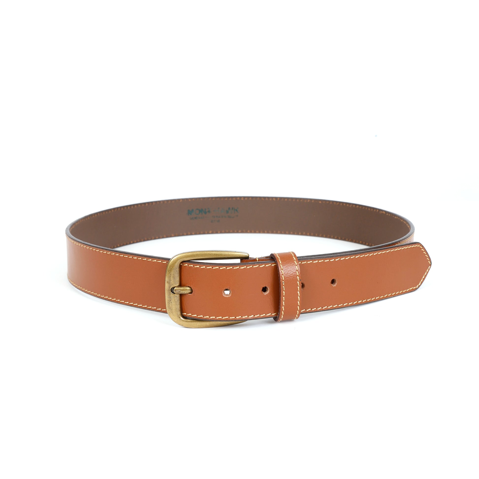 Genuine Leather Casual Belt for Men with Brass Buckle