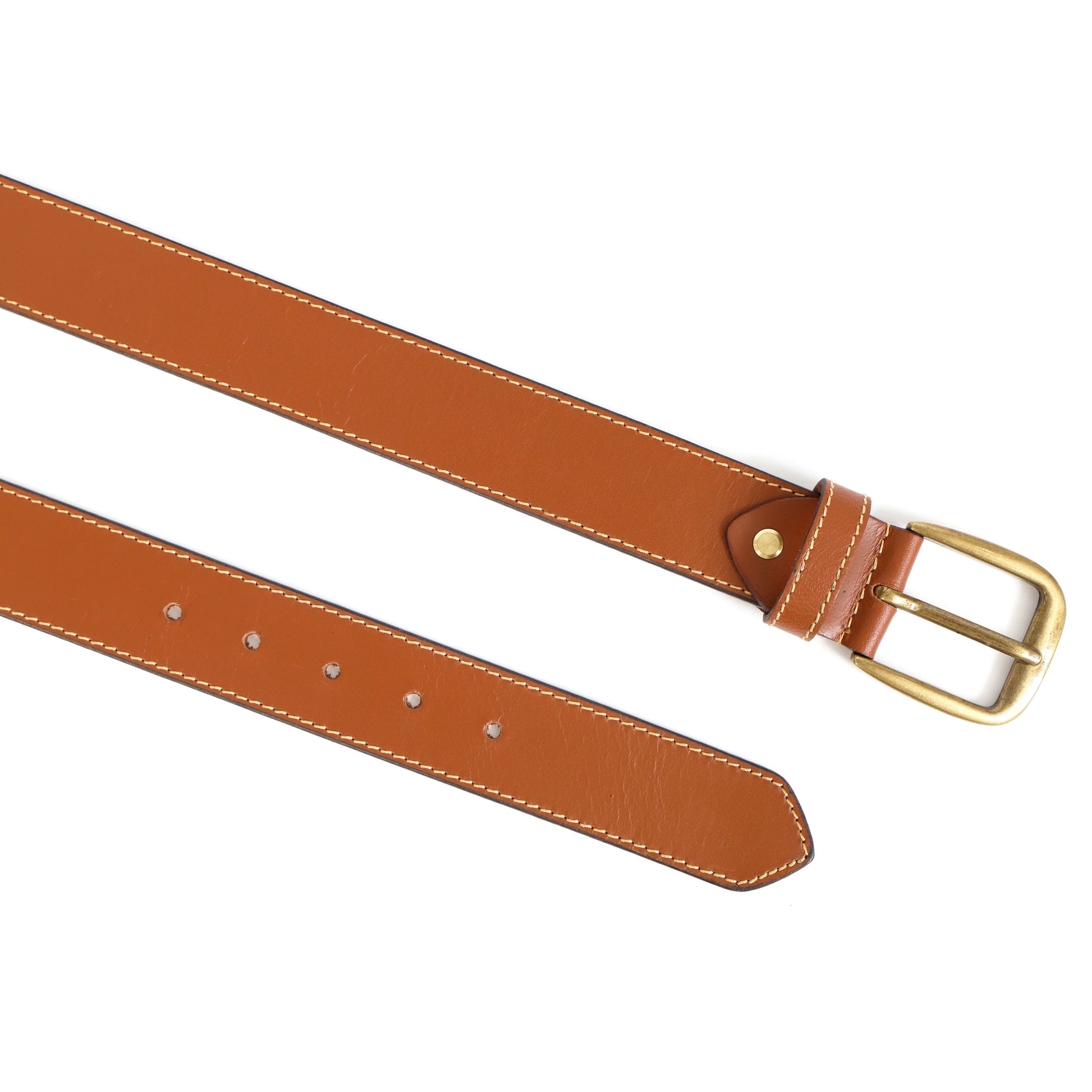 Genuine Leather Casual Belt for Men with Brass Buckle