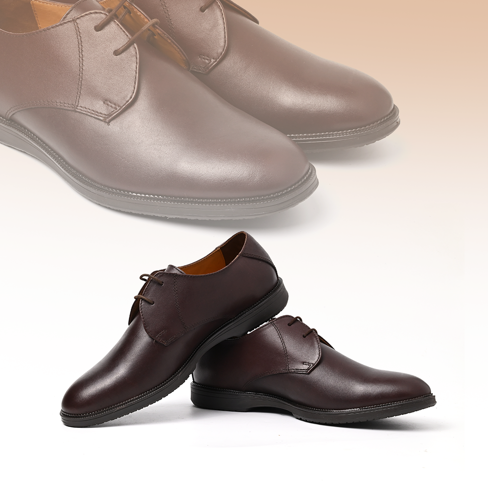 Blucher Shoes – Open-Lace Derby Design with Cushioned TPR Comfort Sole & Breathable Leather Lining