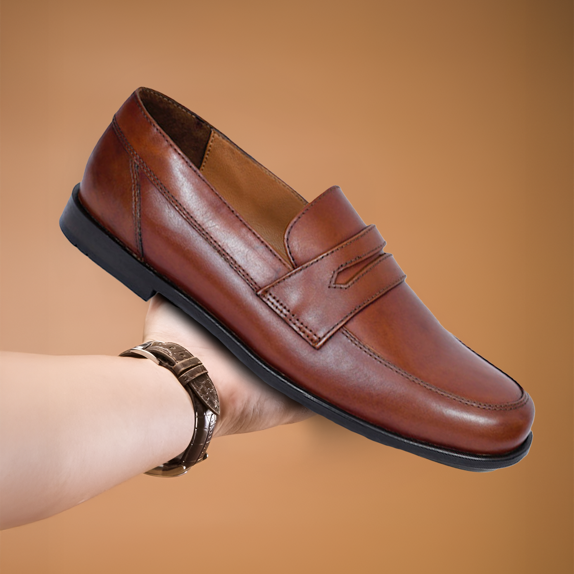 Penny Lasted Leather Slip-On Loafers