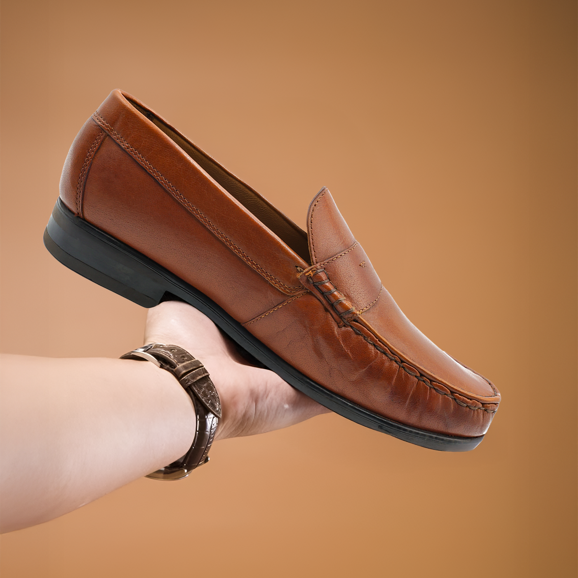 Mont Hawk Men’s Tassel Mocc Genuine Leather Loafers – Handstitched Slip-On Shoes with Cushioned Insole & Durable TPR Sole