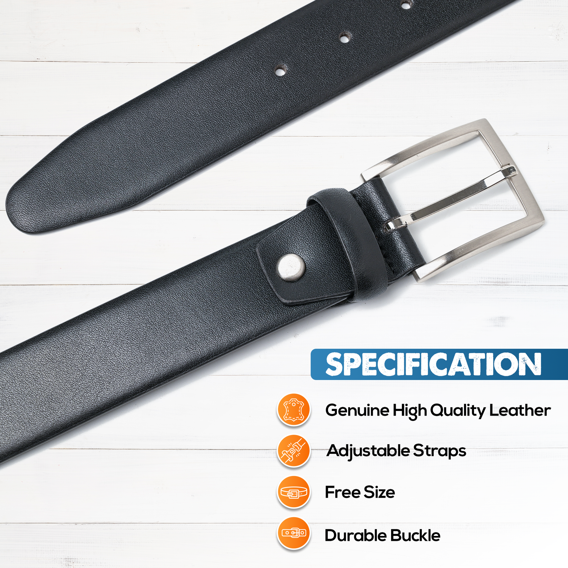 Genuine Leather Grain Black Belt for Men - Dress & Casual Wear | Durable & Stylish Accessory
