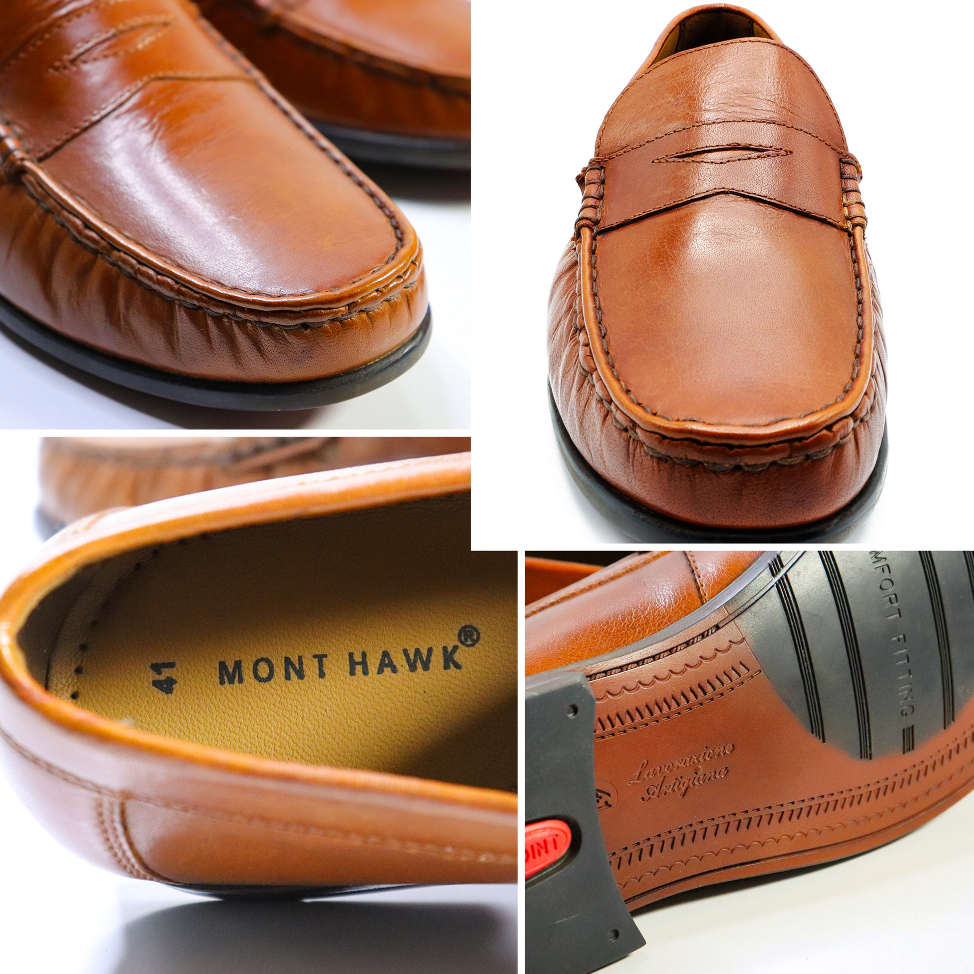 Ara Mocc Genuine Leather Loafers – Handstitched Slip-On Shoes with Cushioned Insole & Durable TPR Sole
