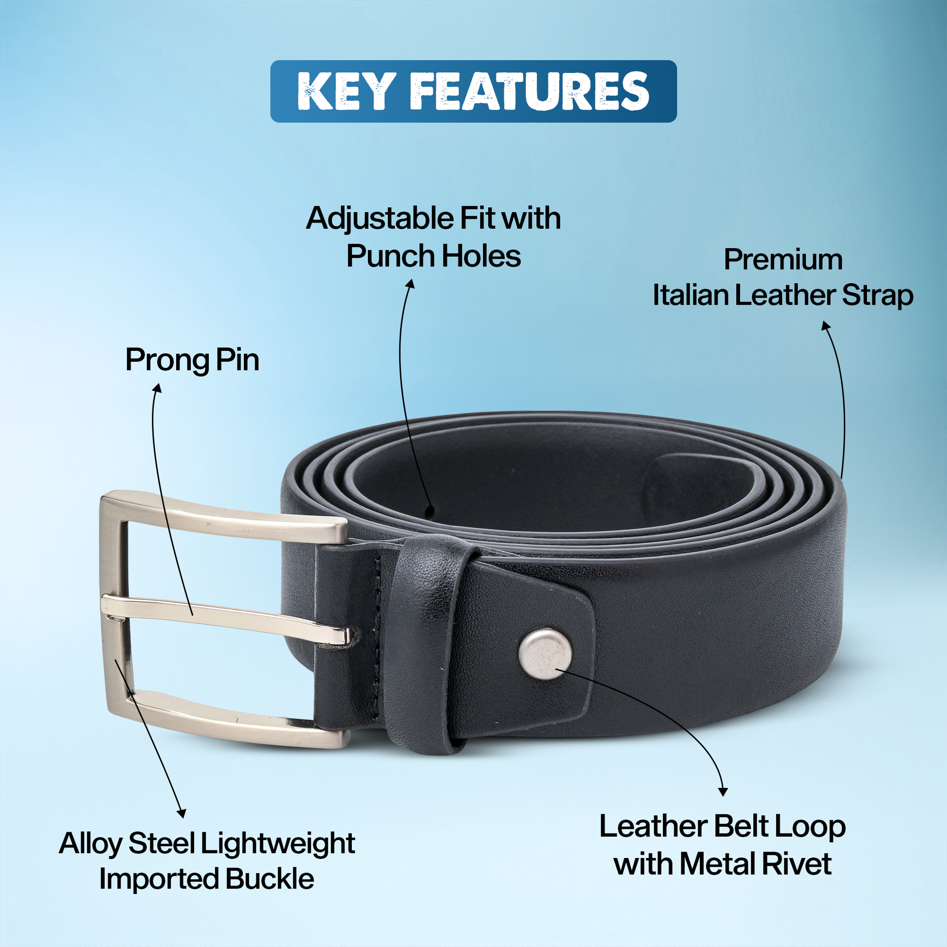 Genuine Leather Grain Black Belt for Men - Dress & Casual Wear | Durable & Stylish Accessory