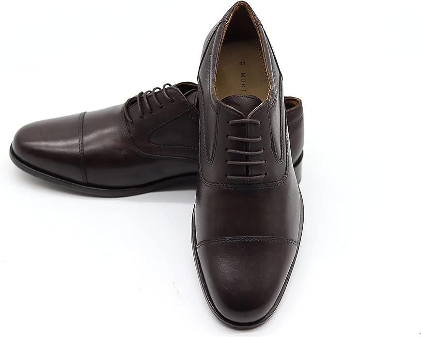 Men's Genuine Leather Milano Cap Toe Formal Shoes Hand Crafted to perfection by renowned Mont Hawk Artisans. Lace Ups