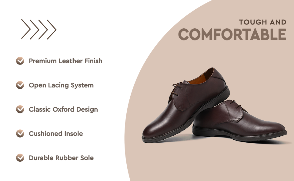 Mont Hawk Leather Blucher Shoes – Open-Lace Derby Design with Cushioned TPR Comfort Sole & Breathable Leather Lining