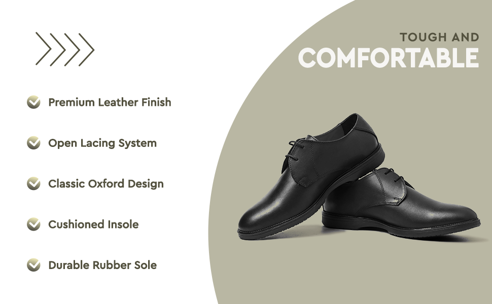 Blucher Shoes – Open-Lace Derby Design with Cushioned TPR Comfort Sole & Breathable Leather Lining