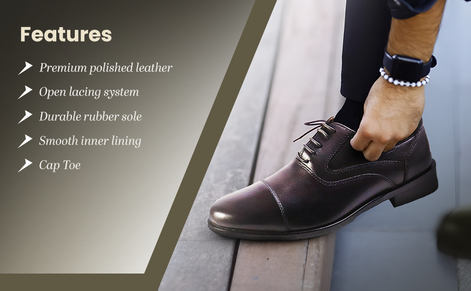 Captoe Milano Leather Derby Shoes | Handcrafted Formal Leather Footwear for Men