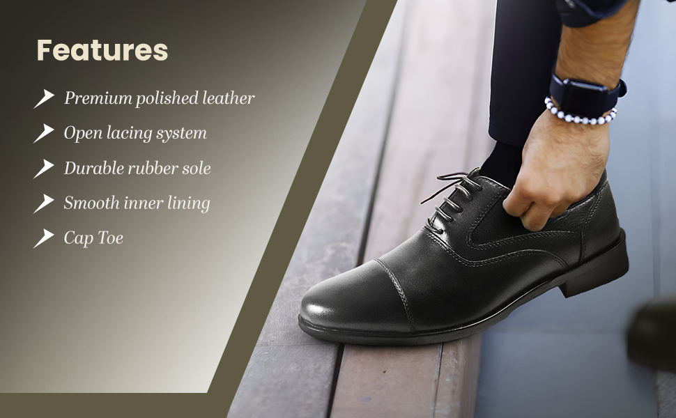 Captoe Milano Leather Derby Shoes | Handcrafted Formal Leather Footwear for Men