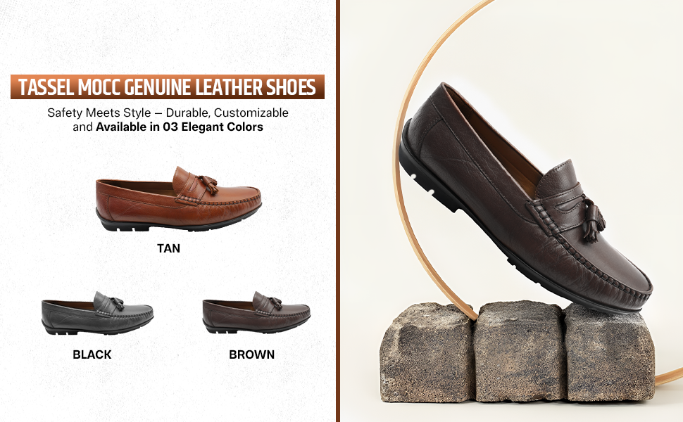 Tassel Mocc  Genuine  Leather Loafers – Handstitched Slip-On Shoes with Cushioned Insole & Durable TPR Sole