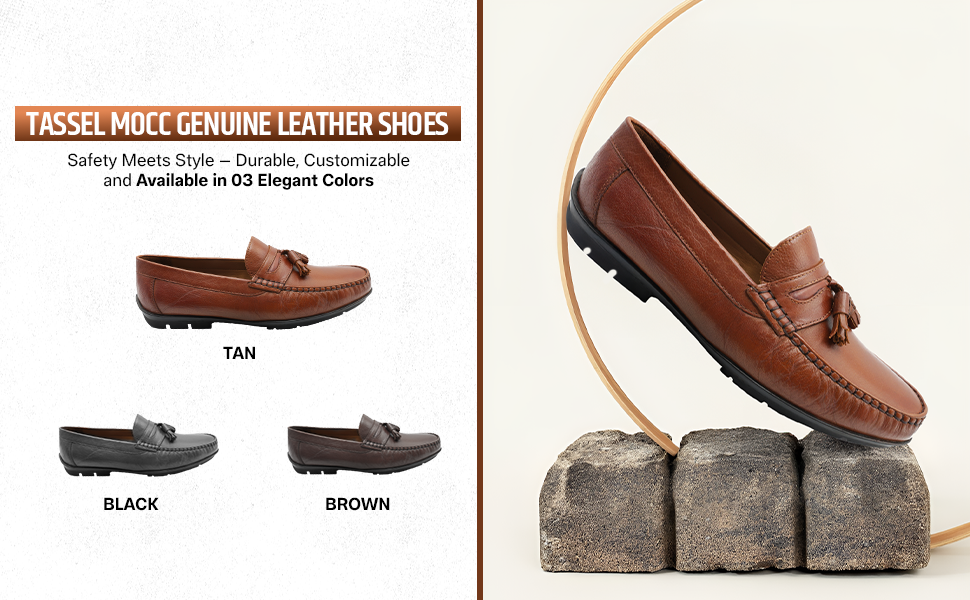 Tassel Mocc  Genuine  Leather Loafers – Handstitched Slip-On Shoes with Cushioned Insole & Durable TPR Sole
