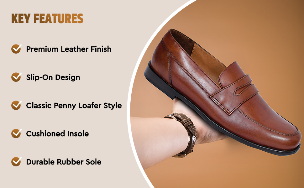 Penny Lasted Leather Slip-On Loafers