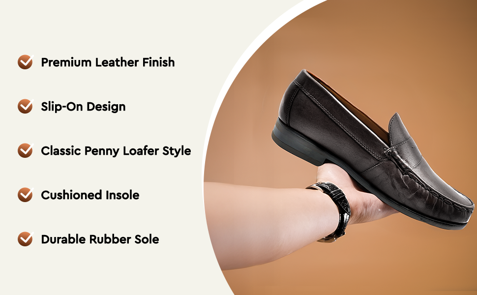 Ara Mocc Genuine Leather Loafers – Handstitched Slip-On Shoes with Cushioned Insole & Durable TPR Sole