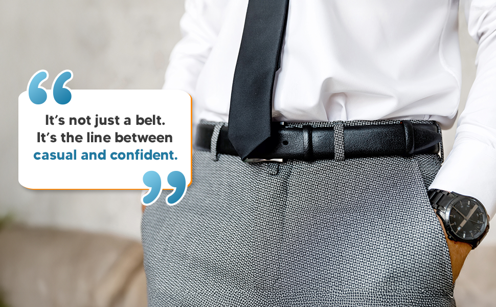 Genuine Leather Grain Black Belt for Men - Dress & Casual Wear | Durable & Stylish Accessory