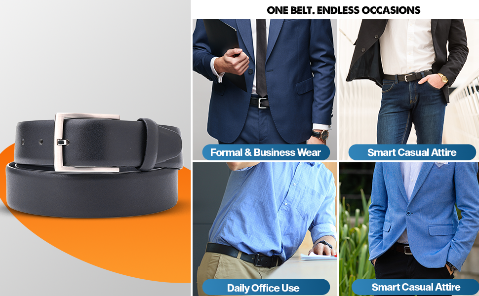 Genuine Leather Grain Black Belt for Men - Dress & Casual Wear | Durable & Stylish Accessory