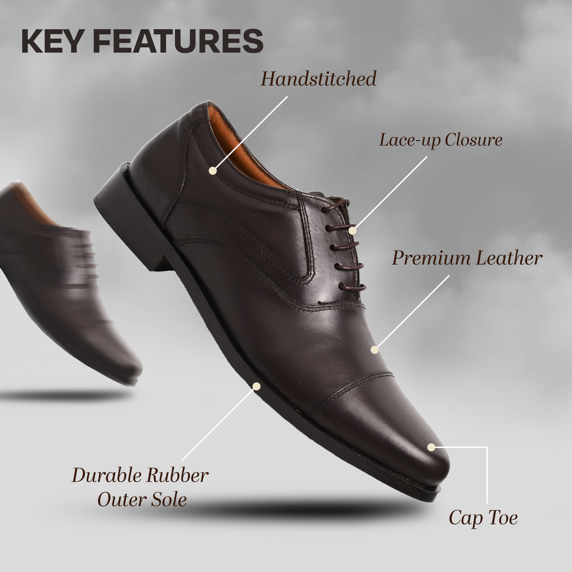 Men's Genuine Leather Milano Cap Toe Formal Shoes Hand Crafted to perfection by renowned Mont Hawk Artisans. Lace Ups