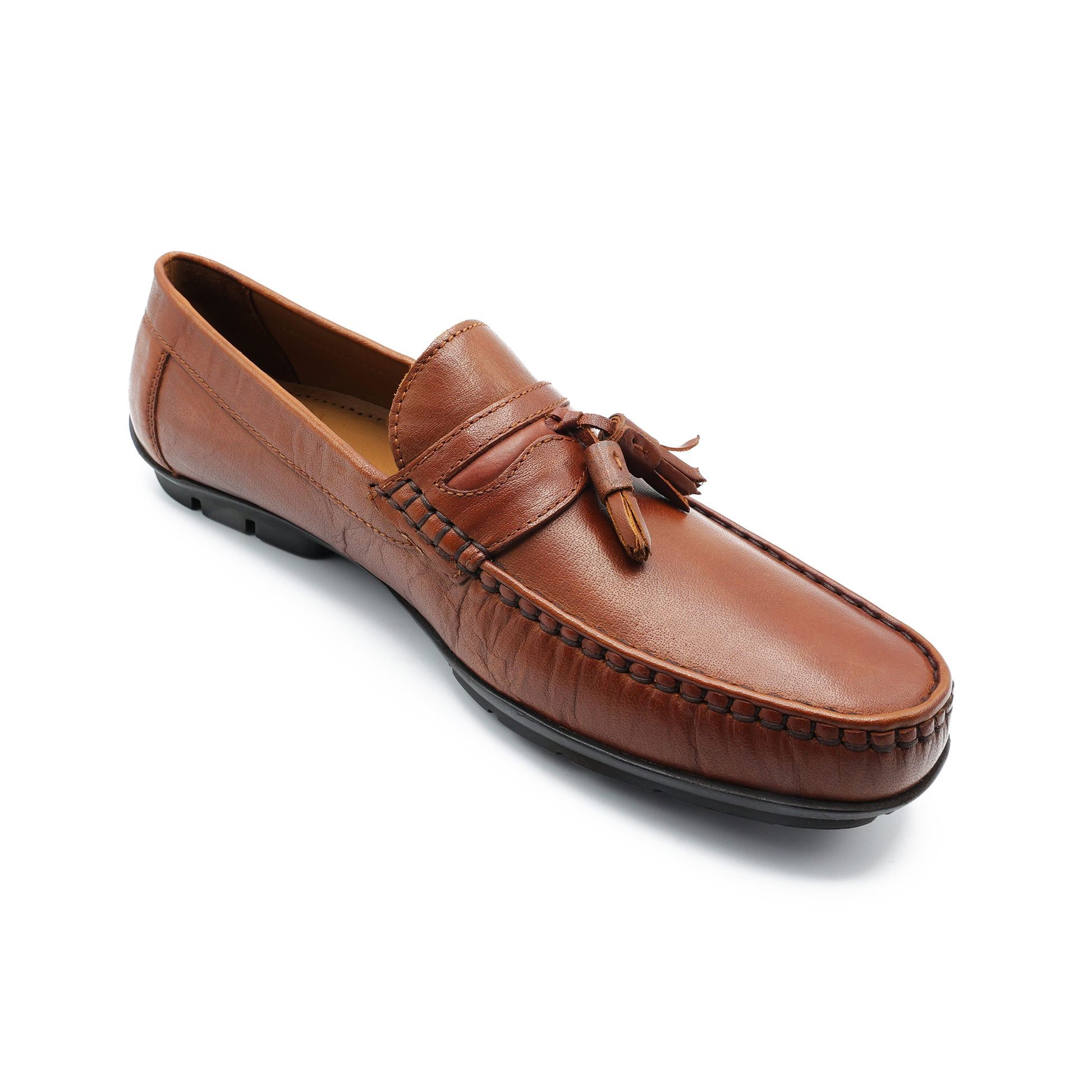 Tassel Mocc  Genuine  Leather Loafers – Handstitched Slip-On Shoes with Cushioned Insole & Durable TPR Sole