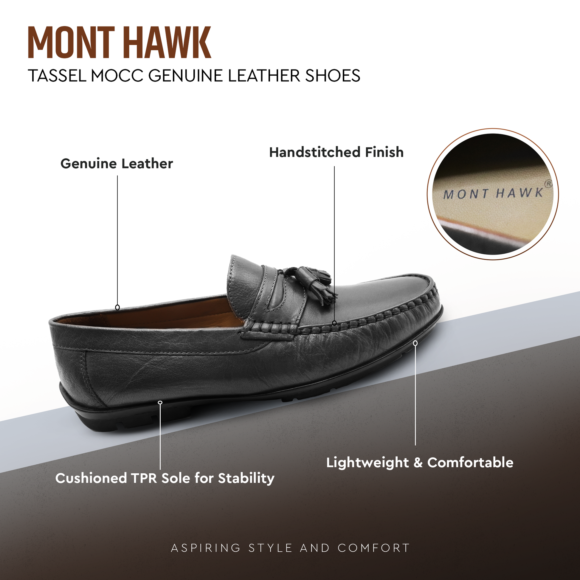Tassel Mocc  Genuine  Leather Loafers – Handstitched Slip-On Shoes with Cushioned Insole & Durable TPR Sole
