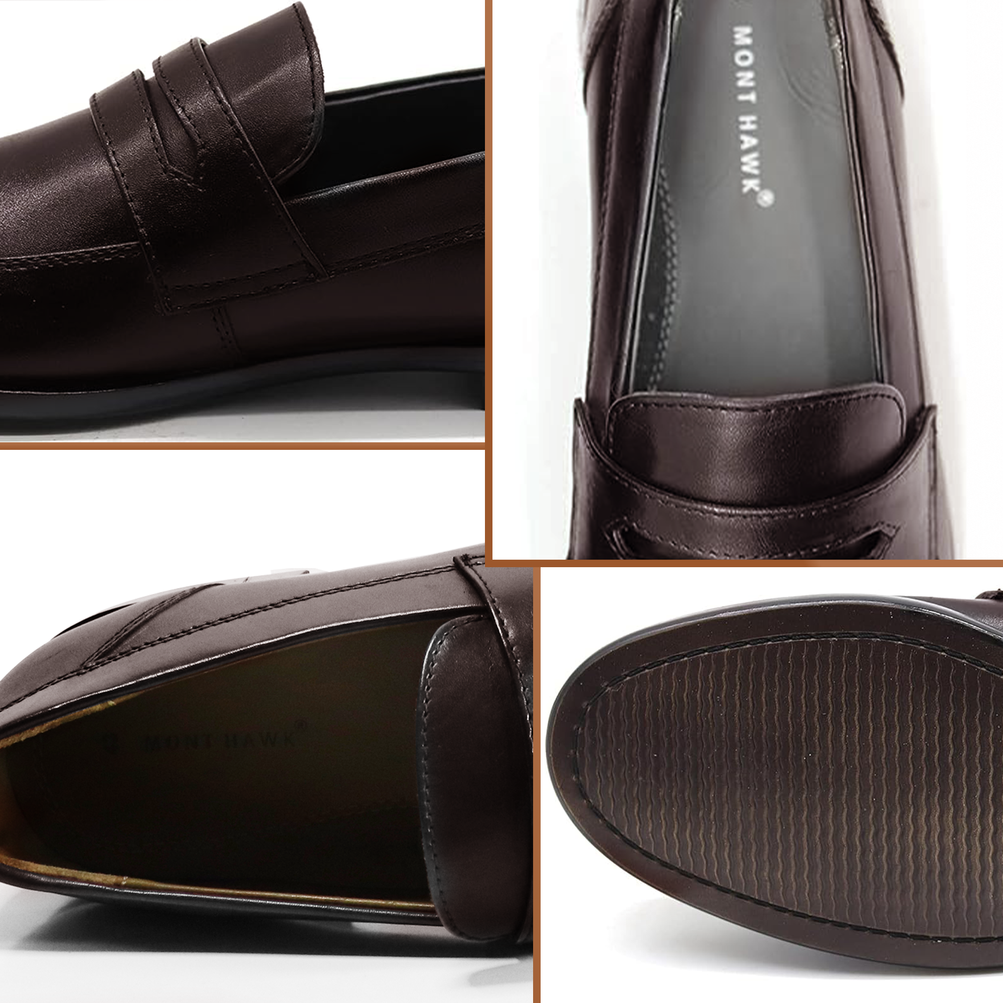 Mont Hawk Men’s Leather Slip-On Loafers brown