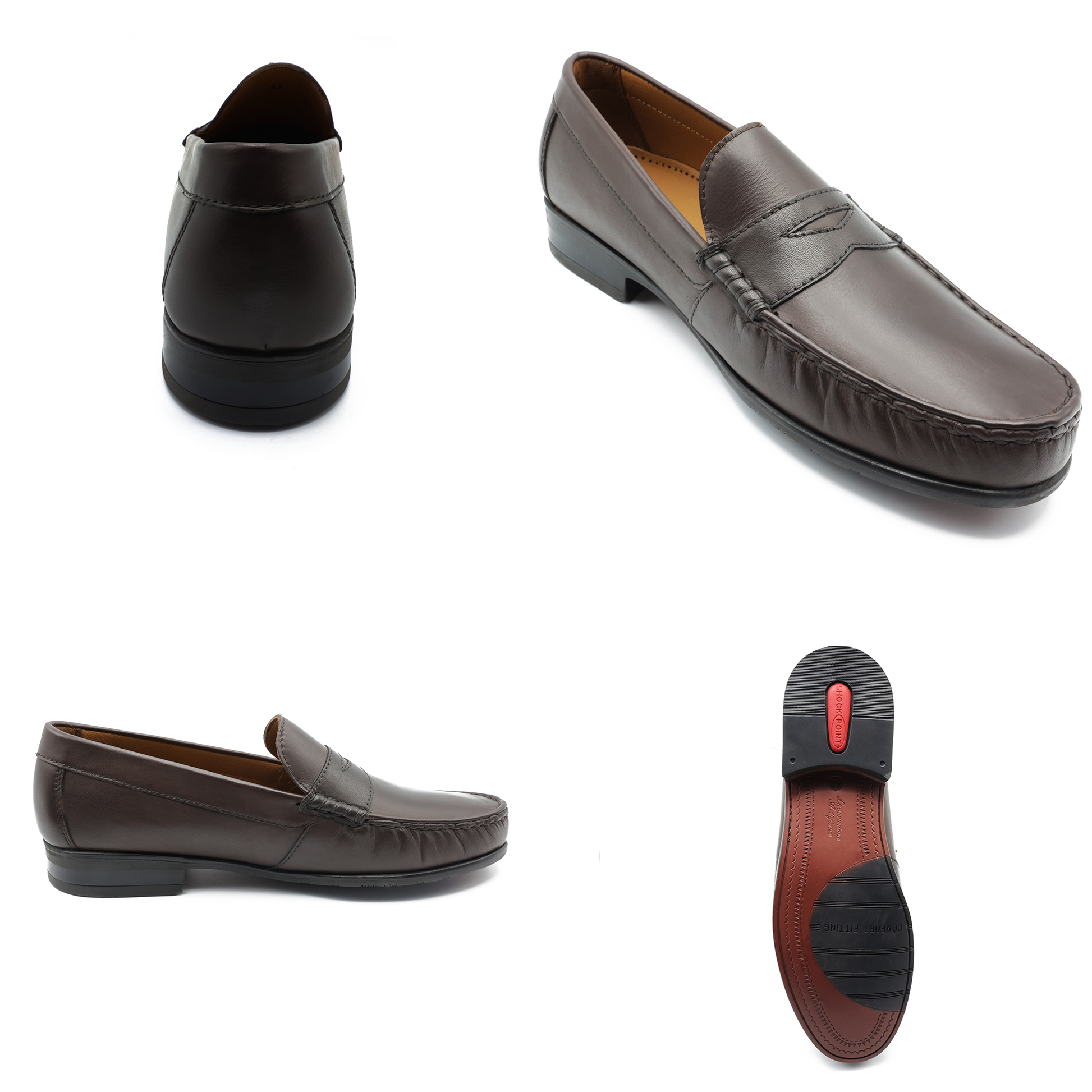 Ara Mocc Genuine Leather Loafers – Handstitched Slip-On Shoes with Cushioned Insole & Durable TPR Sole