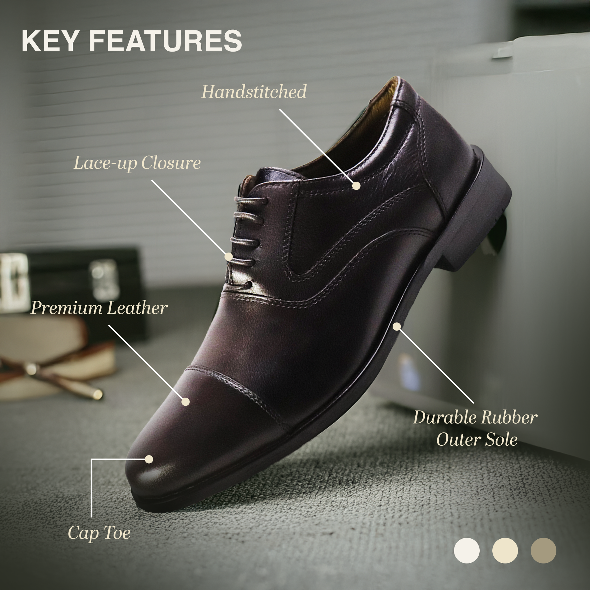 Captoe Milano Leather Derby Shoes | Handcrafted Formal Leather Footwear for Men