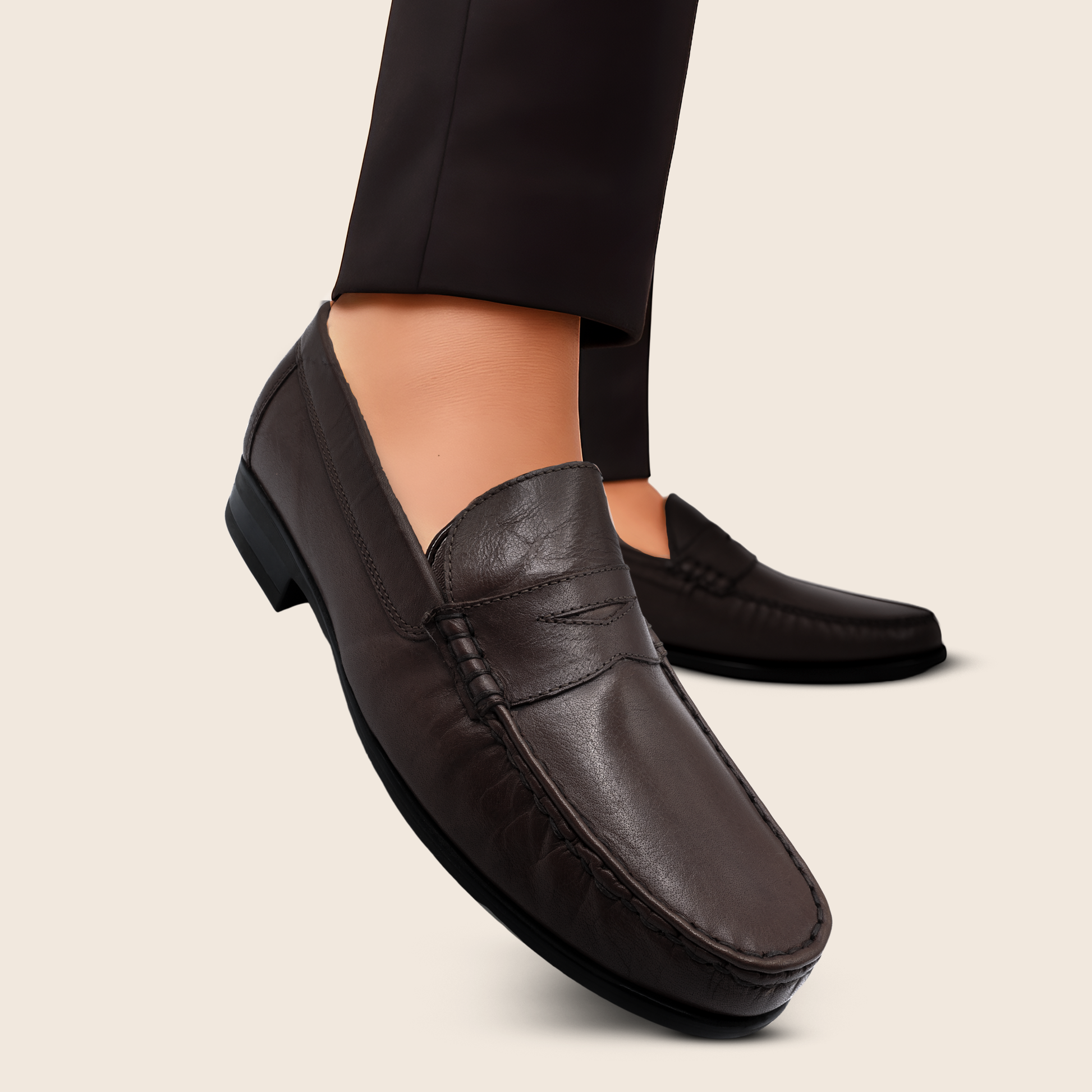 Ara Mocc Genuine Leather Loafers – Handstitched Slip-On Shoes with Cushioned Insole & Durable TPR Sole