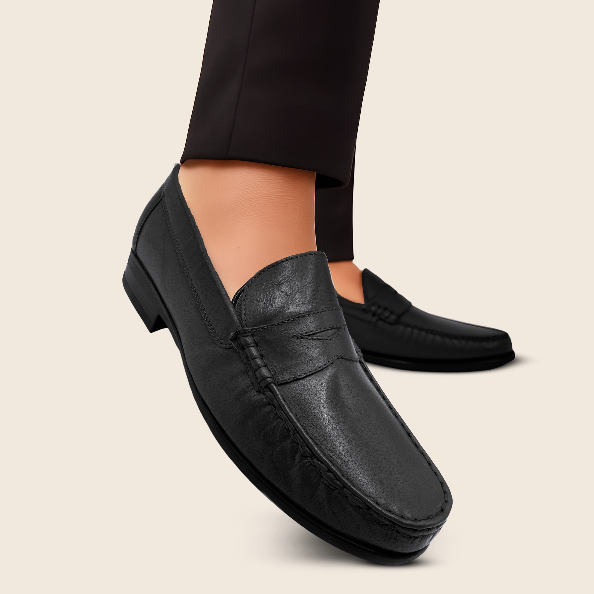 Ara Mocc Genuine Leather Loafers – Handstitched Slip-On Shoes with Cushioned Insole & Durable TPR Sole