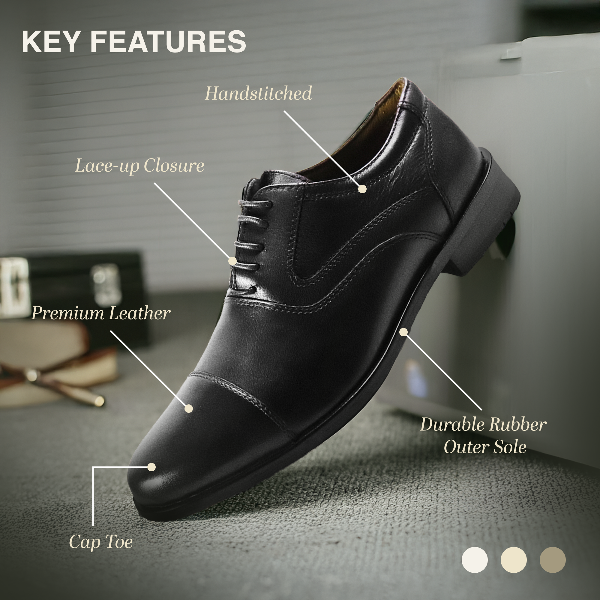 Captoe Milano Leather Derby Shoes | Handcrafted Formal Leather Footwear for Men