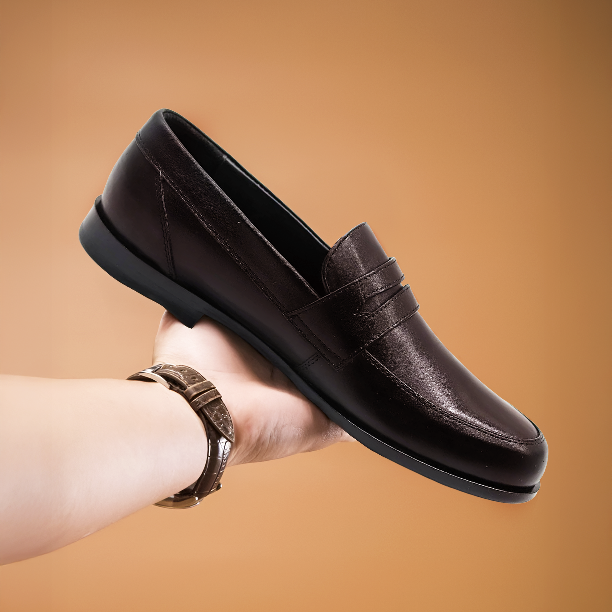 Penny Lasted Leather Slip-On Loafers