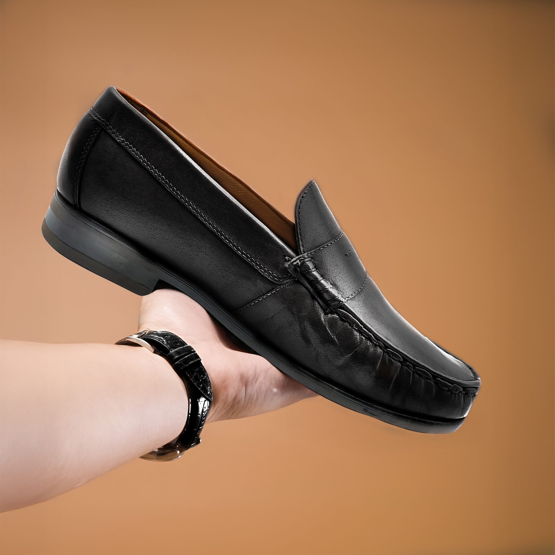 Ara Mocc Genuine Leather Loafers – Handstitched Slip-On Shoes with Cushioned Insole & Durable TPR Sole