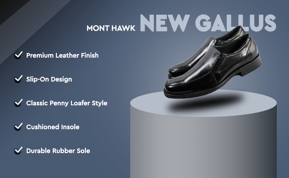 Mont Hawk Men’s Leather Penny Loafers – Slip-On Dress Shoes