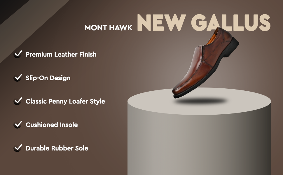 New Gallus Leather Loafers for Men | Stylish Slip-On Formal & Semi-Formal Shoes with Comfort Insole