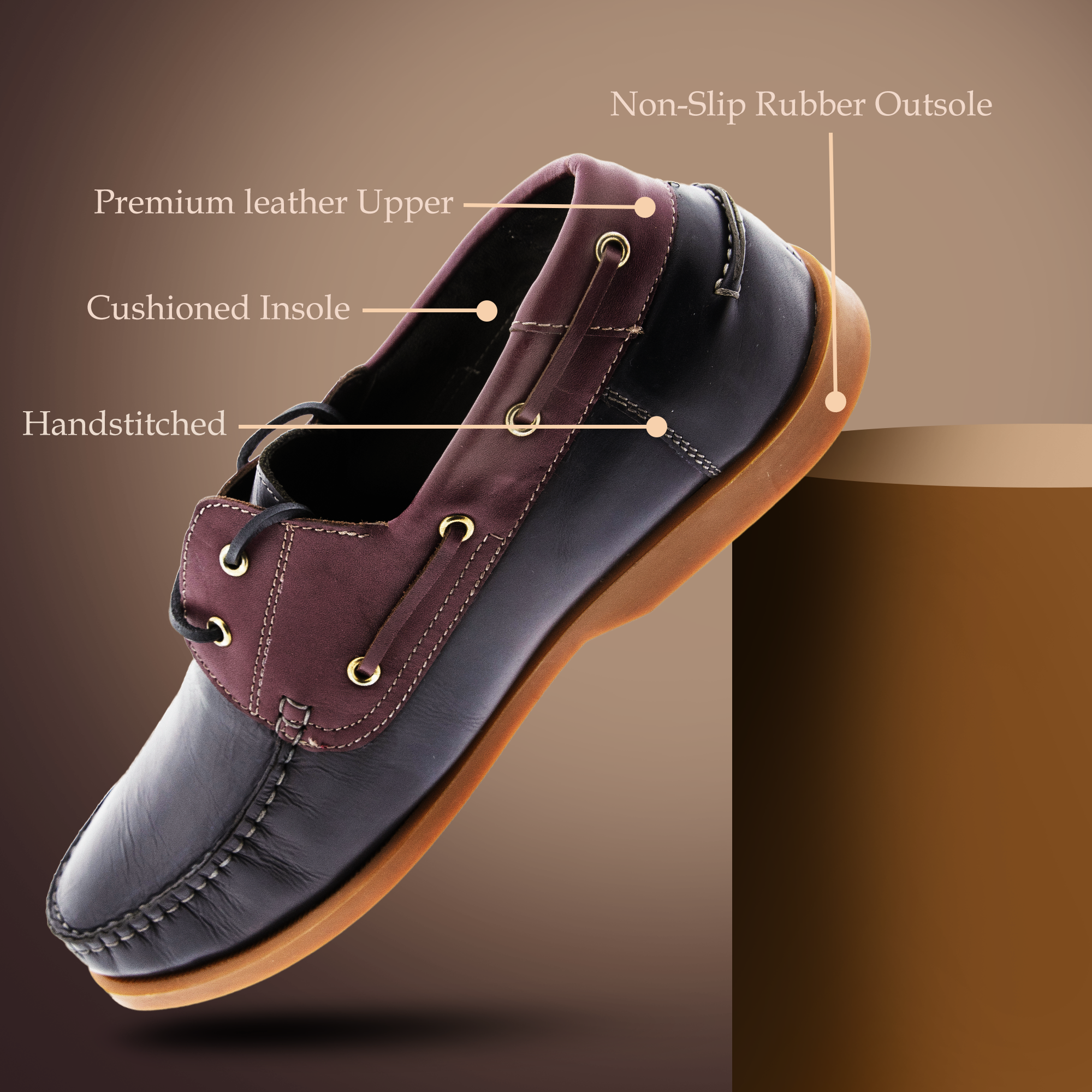 Mont Hawk Men’s Dual Color Leather Lace-Up Shoes – Premium Leather Finish with Comfort Cushion & Durable Sole