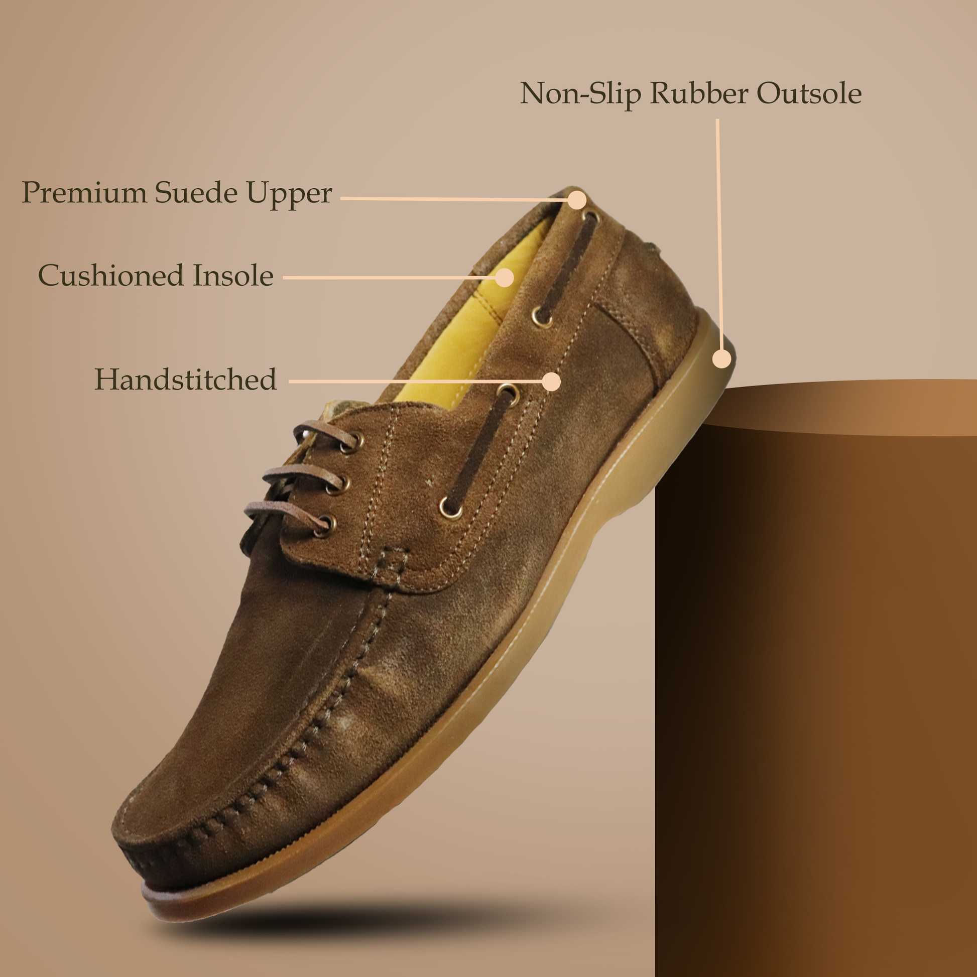 Boat  Shoes – Elegant Suede Finish with Cushioned Insole & Flexible Rubber Sole